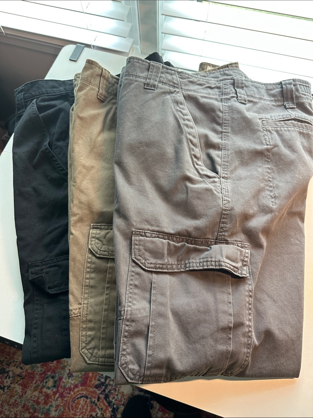 Wrangler Men's Cargo Pants in Black, Tan, Gray (3pair)